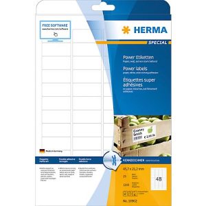 Herma Power-Etiketten Nr. 10902 auf DIN A4-Blättern, 1200 Etiketten, 25 Bogen Herma Power-Etiketten Nr. 10902 auf DIN A4-Blättern, 1200 Etiketten, 25 Bogen