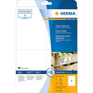 Herma Power-Etiketten Nr. 10909 auf DIN A4-Blättern, 100 Etiketten, 25 Bogen Herma Power-Etiketten Nr. 10909 auf DIN A4-Blättern, 100 Etiketten, 25 Bogen