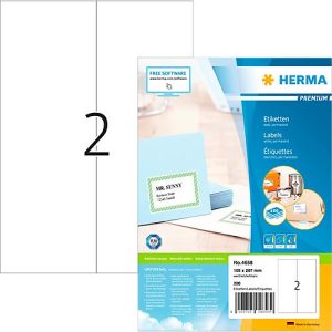 Herma Premium-Adressetiketten Nr. 4658, 105 x 297 mm, selbstklebend, permanenthaftend, bedruckbar, Papier, weiß, 200 Stück auf 100 Blatt Herma Premium-Adressetiketten Nr. 4658, 105 x 297 mm, selbstklebend, permanenthaftend, bedruckbar, Papier, weiß, 200 Stück auf 100 Blatt
