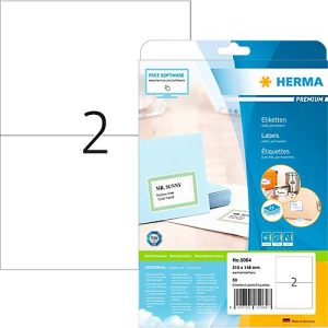 Herma Premium-Adressetiketten Nr. 5064, 210 x 148 mm, selbstklebend, permanenthaftend, bedruckbar, Papier, weiß, 50 Stück auf 25 Blatt Herma Premium-Adressetiketten Nr. 5064, 210 x 148 mm, selbstklebend, permanenthaftend, bedruckbar, Papier, weiß, 50 Stück auf 25 Blatt