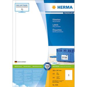 Herma Premium-Etiketten Nr. 4458 auf DIN A4-Blättern, 100 Etiktetten, 100 Bogen Herma Premium-Etiketten Nr. 4458 auf DIN A4-Blättern, 100 Etiktetten, 100 Bogen