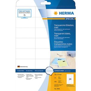 Herma Transparente matte Folien-Etiketten Nr. 4685 auf DIN A4-Blättern, 600 Etiketten, 25 Bogen Herma Transparente matte Folien-Etiketten Nr. 4685 auf DIN A4-Blättern, 600 Etiketten, 25 Bogen