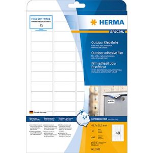 Herma wetterfeste Etiketten Nr. 9531 aus Polyesterfolie, 480 Etiketten, 10 Bogen Herma wetterfeste Etiketten Nr. 9531 aus Polyesterfolie, 480 Etiketten, 10 Bogen