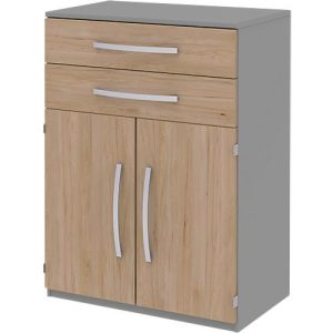 Highboard BARI, 3 OH, 2 Schubkästen, 2 Türen, 1 Boden, B 819 x T 430 x H 1117 mm, Eiche-Dekor/mittelgrau Highboard BARI, 3 OH, 2 Schubkästen, 2 Türen, 1 Boden, B 819 x T 430 x H 1117 mm, Eiche-Dekor/mittelgrau