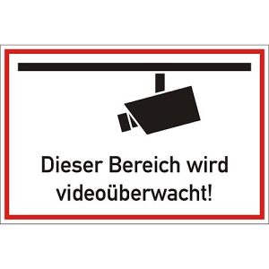 Hinweisschild: Dieser Bereich wird videoüberwacht!, 300 x 200 mm Hinweisschild: Dieser Bereich wird videoüberwacht!, 300 x 200 mm