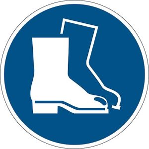 Hinweisschild Durable, rund, für den Innenbereich, Motiv „Fußschutz benutzen“, EN ISO 7010, selbstklebend, blau-weiß, 1 Stück Hinweisschild Durable, rund, für den Innenbereich, Motiv „Fußschutz benutzen“, EN ISO 7010, selbstklebend, blau-weiß, 1 Stück