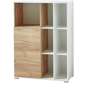 Home Office Kombischrank LIONI, aus Holz, 1 Tür, 2 geschlossene & 7 offene Fächer, B 850 x T 400 x H 1200 mm, weiß/Navarra Eiche Home Office Kombischrank LIONI, aus Holz, 1 Tür, 2 geschlossene & 7 offene Fächer, B 850 x T 400 x H 1200 mm, weiß/Navarra Eiche