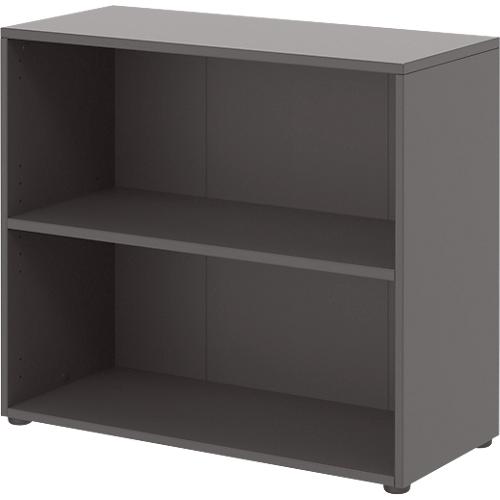 Home Office Regal TEMPIO, aus Holz, 2 Fächer, 2 OH, B 800 x T 340 x H 720 mm, anthrazit