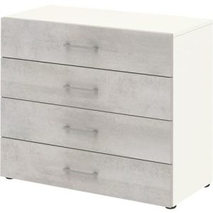 Home Office Schrank TEMPIO, aus Holz, 4 Schubkästen, 2 OH, B 800 x T 340 x H 720 mm, weiß/Beton Home Office Schrank TEMPIO, aus Holz, 4 Schubkästen, 2 OH, B 800 x T 340 x H 720 mm, weiß/Beton