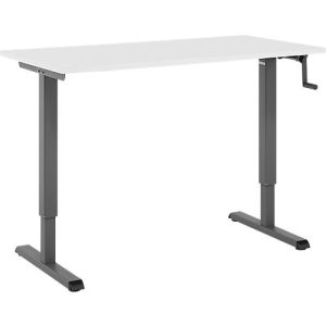 Home-Office-Schreibtisch Multiflex, manuell höhenverstellbar mit Kurbel, B 1300 x T 650 x H 700-1180 mm, lichtgrau/anthrazit Home-Office-Schreibtisch Multiflex, manuell höhenverstellbar mit Kurbel, B 1300 x T 650 x H 700-1180 mm, lichtgrau/anthrazit