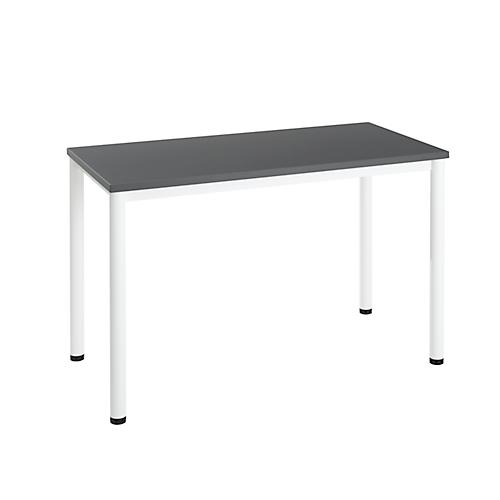 Home Office Schreibtisch Nevada, Rechteck, 4-Fuß Rundrohr, B 1200 x T 600 x H 740 mm, dunkelgrau/weiß