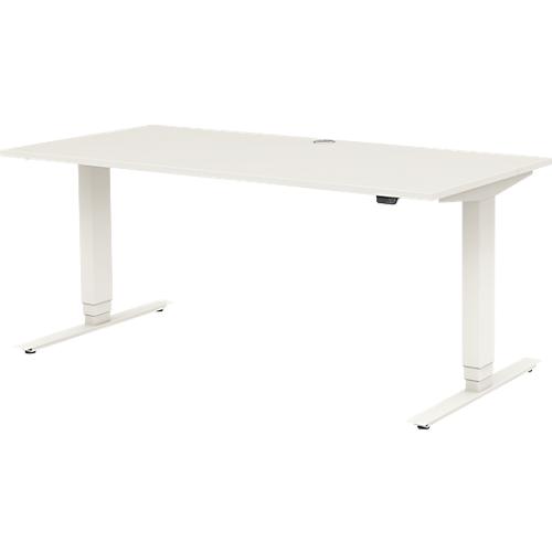 Home Office Schreibtisch TEMPIO, elektrisch höhenverstellbar, geteilte Tischplatte mit Klappe, B 1600 x T 700 x H 640-1280 mm, weiß