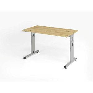 Home Office Tisch, Rechteck, C-Fuß, B 1200 x T 672 x H 650-850 mm, Wildeiche/silber Home Office Tisch, Rechteck, C-Fuß, B 1200 x T 672 x H 650-850 mm, Wildeiche/silber