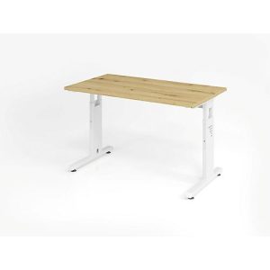 Home Office Tisch, Rechteck, C-Fuß, B 1200 x T 672 x H 650-850 mm, Wildeiche/weiß Home Office Tisch, Rechteck, C-Fuß, B 1200 x T 672 x H 650-850 mm, Wildeiche/weiß