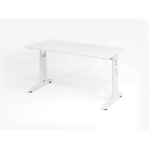 Home Office Tisch, Rechteck, C-Fuß, B 1400 x T 672 x H 650-850 mm, weiß/weiß Home Office Tisch, Rechteck, C-Fuß, B 1400 x T 672 x H 650-850 mm, weiß/weiß