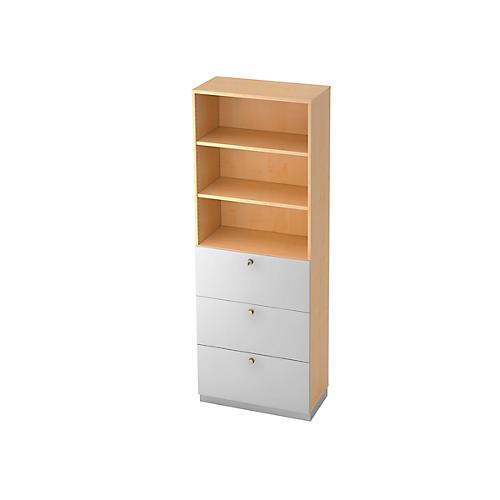 HR-Regalschrank, B 800 x T 420 mm, Ahorn-Dekor/silber