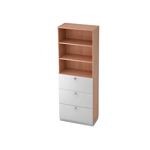 HR-Regalschrank, B 800 x T 420 mm, Nussbaum-Dekor/silber
