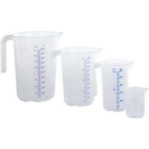 Huenersdorff Messkannen-Set, 4-tlg.,Polypropylen transparent, offener Griff Huenersdorff Messkannen-Set, 4-tlg.,Polypropylen transparent, offener Griff