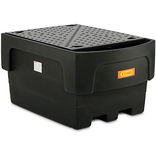 IBC-Auffangwanne, Polyethylen, 1100 l, 1500 kg, Abfüllvorsatz u. PE-Lochplatte, unterfahrbar