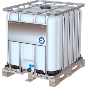 IBC Container, 1000 Liter, UN-Zulassung, UV-Schutz, DN 50 Auslaufventil, auf Holzpalette, B 1200 x T 1000 x H 1136 mm, natur IBC Container, 1000 Liter, UN-Zulassung, UV-Schutz, DN 50 Auslaufventil, auf Holzpalette, B 1200 x T 1000 x H 1136 mm, natur