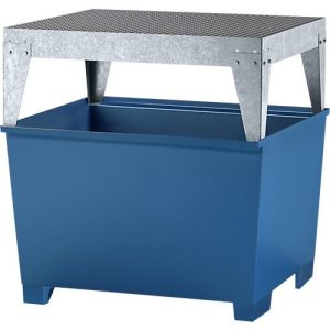 IBC-Station ASECOS, Stahl, mit Abfüllbock u. Staplerschuhen, 1000 l Auffangvolumen, B 1350 x T 1300 x H 1390, lackiert
