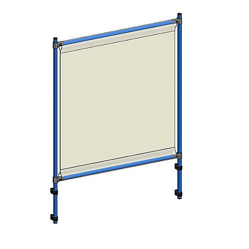 Infektionsschutzrahmen 5900 für fetra Transportgeräte, Stahlrohr/PVC-Folie, brillantblau RAL 5007/glasklar, L 910 x B 49 x H 1410 mm