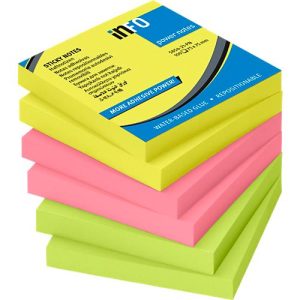 inFO Power Notes Haftnotizen, 75 x 75 mm, 80 Blatt pro Block, 6 Blöcke, 3 Farben inFO Power Notes Haftnotizen, 75 x 75 mm, 80 Blatt pro Block, 6 Blöcke, 3 Farben