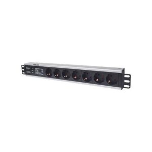 Intellinet 19“ 1.5U Rackmount 7-Way Power Strip – German Type“, With Surge Protection, 3m Power Cord – Steckdosenleiste‘ Intellinet 19“ 1.5U Rackmount 7-Way Power Strip – German Type“, With Surge Protection, 3m Power Cord – Steckdosenleiste‘
