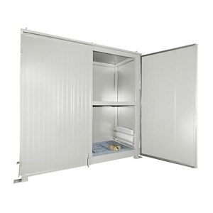 Isolierter Regalcontainer BAUER CEH 29-2 IBC, Stahl, Doppelflügeltor, B 3220 x T 1500 x H 3510 mm, weiß