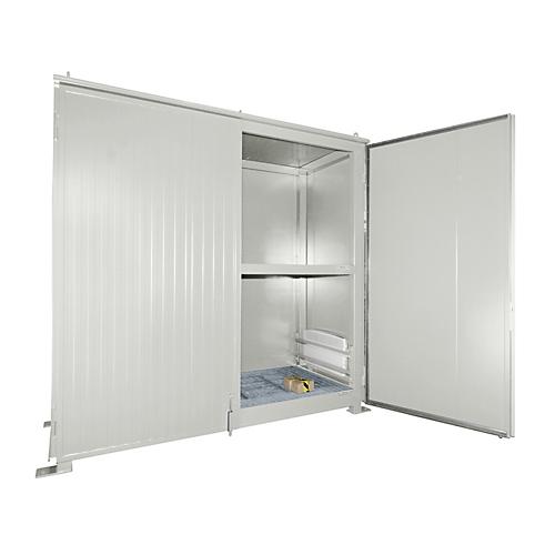 Isolierter Regalcontainer BAUER CEH 29-2, Stahl, Doppelflügeltor, B 3220 x T 1500 x H 3030 mm, weiß