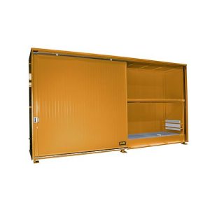 Isolierter Regalcontainer BAUER CEH 59-2, Stahl, Schiebetor, B 6440 x T 1550 x H 3030 mm, orange