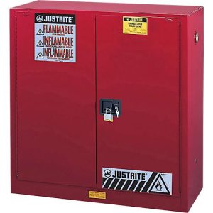 Justrite Classic Sure-Grip® EX FM-Sicherheitsschrank, für Farb- und Aerosoldosen bis 151 Liter, selbstschließende Türen, rot Justrite Classic Sure-Grip® EX FM-Sicherheitsschrank, für Farb- und Aerosoldosen bis 151 Liter, selbstschließende Türen, rot
