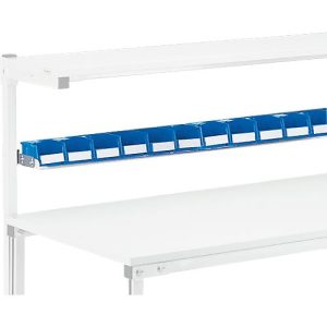 Kästenbord Treston, für Arbeitstisch TPH, B 1200 x T 141 x H 30 mm, Stahl, hellgrau Kästenbord Treston, für Arbeitstisch TPH, B 1200 x T 141 x H 30 mm, Stahl, hellgrau