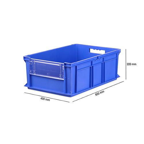 Kasten im EURO-Maß EF 6220 SK, ohne Deckel, mit Staubklappe, 43,5 l, blau