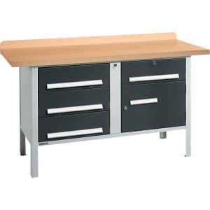 Kastenwerkbank Schäfer Shop Select PWi 150-5, mitteldichte Faserplatte (MDF), bis 750 kg, B 1500 x T 680 x H 838 mm, Anthrazit