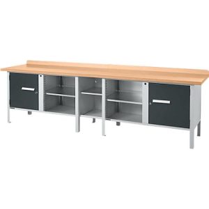 Kastenwerkbank Schäfer Shop Select PWi 300-1, Buche Multiplexplatte, bis 750 kg, B 3000 x T 700 x H 840 mm, Anthrazit