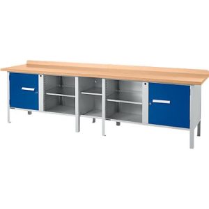 Kastenwerkbank Schäfer Shop Select PWi 300-1, Buche Multiplexplatte, bis 750 kg, B 3000 x T 700 x H 840 mm, Enzianblau