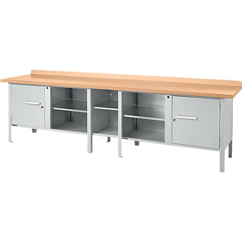 Kastenwerkbank Schäfer Shop Select PWi 300-1, Buche Multiplexplatte, bis 750 kg, B 3000 x T 700 x H 840 mm, Weißaluminium