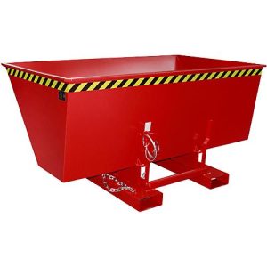 Kippbehälter AK 150, mit Abrollsystem, 1500 l, 1000 kg, L 1420 x B 2280 x H 1070 mm, RAL 3000 rot Kippbehälter AK 150, mit Abrollsystem, 1500 l, 1000 kg, L 1420 x B 2280 x H 1070 mm, RAL 3000 rot