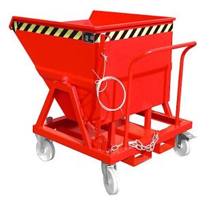 Kippmulde Bauer KS 400, Stahl, rot, B 1220 x T 1200 x H 1115 mm, 400 l, bis 1000 kg, Rollen, Manuelle Kippvorrichtung Kippmulde Bauer KS 400, Stahl, rot, B 1220 x T 1200 x H 1115 mm, 400 l, bis 1000 kg, Rollen, Manuelle Kippvorrichtung