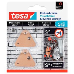 Klebeschraube tesa®, für Mauerwerk & Stein im Innen- & Außenbereich, Haftkraft bis 5 kg, ablösbar, dreieckig, 2 Stück Klebeschraube tesa®, für Mauerwerk & Stein im Innen- & Außenbereich, Haftkraft bis 5 kg, ablösbar, dreieckig, 2 Stück