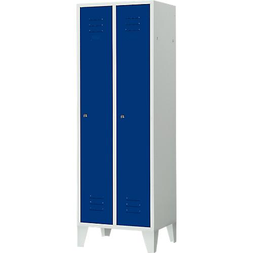 Kleiderspind, 2 Türen, B 600 x H 1800 mm, Zylinderschloss, lichtgrau/enzianblau