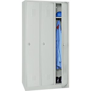 Kleiderspind, 3 Türen, B 900 x H 1800 mm, Drehriegelverschluss, lichtgrau Kleiderspind, 3 Türen, B 900 x H 1800 mm, Drehriegelverschluss, lichtgrau