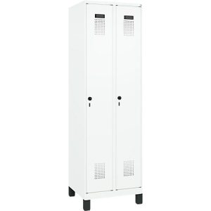 Kleiderspind C+P Evolo Plus, 2 Abteile, 300 mm breit, mit Füßen, Sicherheits-Drehriegel, B 600 x T 500 x H 1950 mm, verkehrsweiß/verkehrsweiß Kleiderspind C+P Evolo Plus, 2 Abteile, 300 mm breit, mit Füßen, Sicherheits-Drehriegel, B 600 x T 500 x H 1950 mm, verkehrsweiß/verkehrsweiß