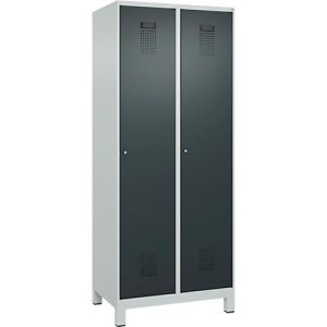 Kleiderspind C+P Evolo Plus, 2 Abteile, 400 mm Abteilbreite, mit Füßen, Anschlag rechts, B 800 x T 500 x H 1950 mm, Zylinder, lichtgrau/anthrazitgrau Kleiderspind C+P Evolo Plus, 2 Abteile, 400 mm Abteilbreite, mit Füßen, Anschlag rechts, B 800 x T 500 x H 1950 mm, Zylinder, lichtgrau/anthrazitgrau