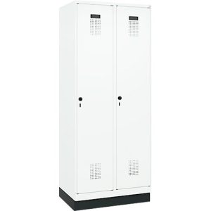 Kleiderspind C+P Evolo Plus, 2 Abteile, 400 mm Abteilbreite, mit Sockel, Anschlag rechts, B 800 x T 500 x H 1950 mm, Drehriegel, verkehrsweiß/verkehrsweiß Kleiderspind C+P Evolo Plus, 2 Abteile, 400 mm Abteilbreite, mit Sockel, Anschlag rechts, B 800 x T 500 x H 1950 mm, Drehriegel, verkehrsweiß/verkehrsweiß