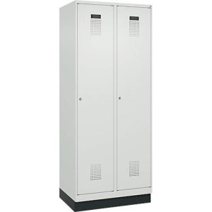Kleiderspind C+P Evolo Plus, 2 Abteile, 400 mm Abteilbreite, mit Sockel, Anschlag rechts, B 800 x T 500 x H 1950 mm, Zylinder, lichtgrau/lichtgrau Kleiderspind C+P Evolo Plus, 2 Abteile, 400 mm Abteilbreite, mit Sockel, Anschlag rechts, B 800 x T 500 x H 1950 mm, Zylinder, lichtgrau/lichtgrau