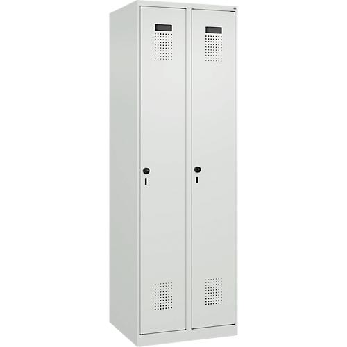 Kleiderspind C+P Evolo Plus, 2 Abteile, Anschlag rechts, Drehriegelverschluss, B 600 x T 500 x H 1850 mm, lichtgrau/lichtgrau
