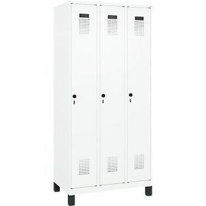 Kleiderspind C+P Evolo Plus, 3 Abteile, 300 mm Abteilbreite, mit Füßen, Drehriegel, B 900 x T 500 x H 1950 mm,verkehrsweiß/verkehrsweiß Kleiderspind C+P Evolo Plus, 3 Abteile, 300 mm Abteilbreite, mit Füßen, Drehriegel, B 900 x T 500 x H 1950 mm,verkehrsweiß/verkehrsweiß