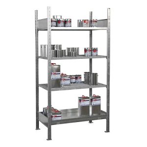 Kleingebinderegal BAUER S 3017-4E, Grundregal, B 1000 x T 600 x H 2000 mm, 3 Gitterböden + 1 Auffangwanne Kleingebinderegal BAUER S 3017-4E, Grundregal, B 1000 x T 600 x H 2000 mm, 3 Gitterböden + 1 Auffangwanne